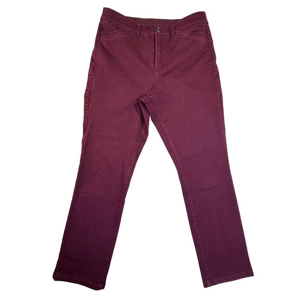 Christopher & Banks Signature Slimming Burgundy Straight Leg Pants Size 8 Short